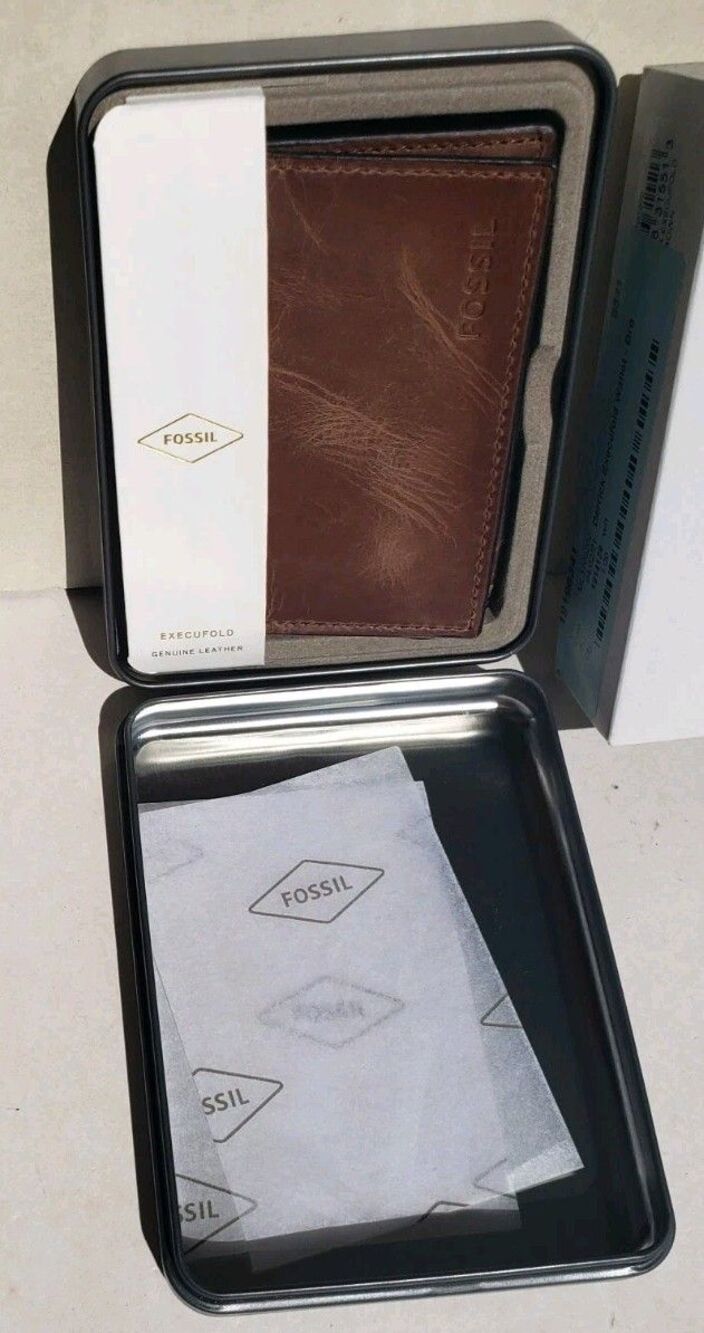 NIB Fossil Men's Derrick Brown Leather Wallet 100% Leather 4 x .75 x 3.25 - Picture 4 of 11